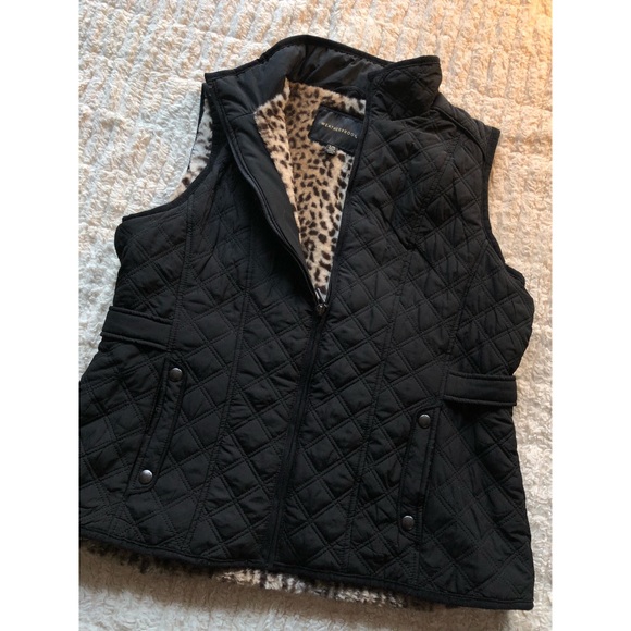 Weatherproof Jackets & Blazers - Faux Cheetah Lined Black Weatherproof Vest
